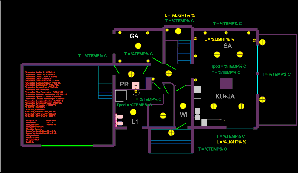 inteligentny dom eHouse w wersji Ekonomicznej. Sterowanie graficzne WWW - parter